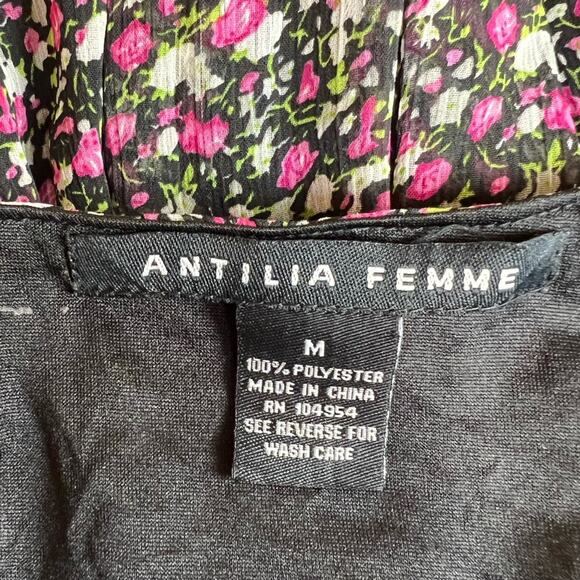 Antilia Femme Mini Floral Print Chiffon Blouse  with Pintuck Detail Size Medium - Picture 7 of 7